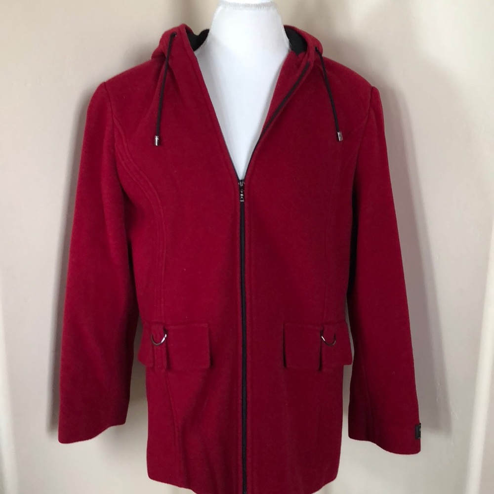 Gorgeous Red Wool Hooded Jacket